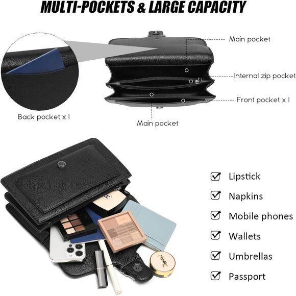 Crossbody Bags for Women Small Handbags PU Leather Shoulder Bag Red - Picture 4 of 7